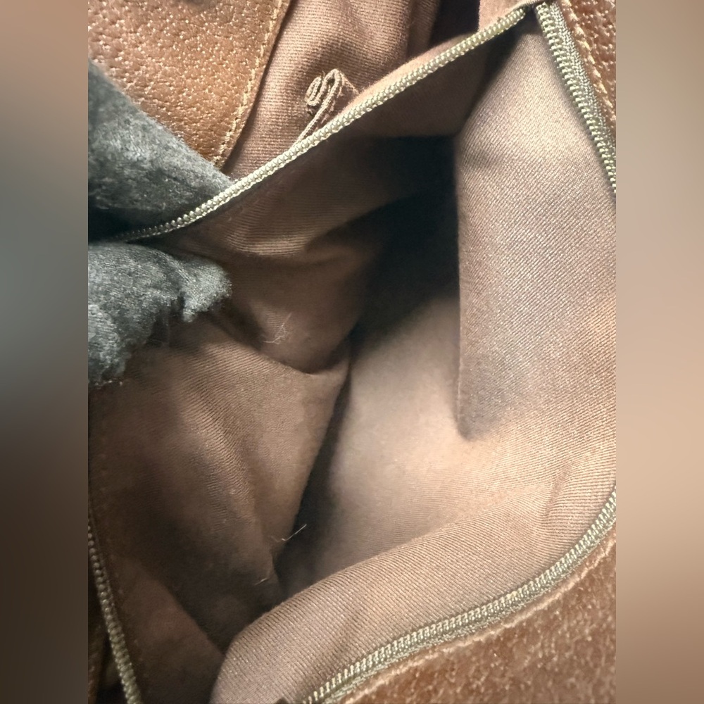 GUCCI-120836 002058 Beige Monogram Canvas Tote with Brown Leather Handle - Picture 3 of 14